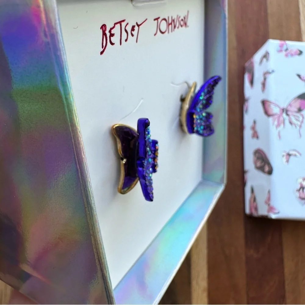 Betsey Johnson 3D Purple Butterfly Studs